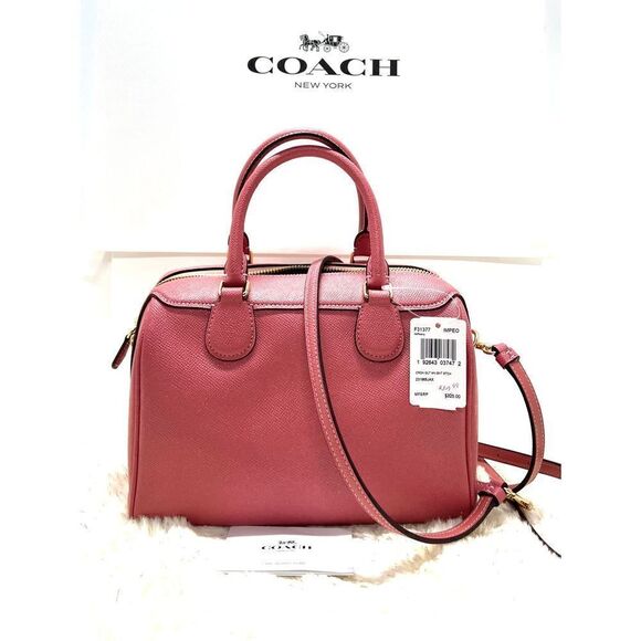🔥🌺NWT! Coach Mini Bennett Satchel Handbag Glitter Peony Msrp:$325.00 - Picture 3 of 9
